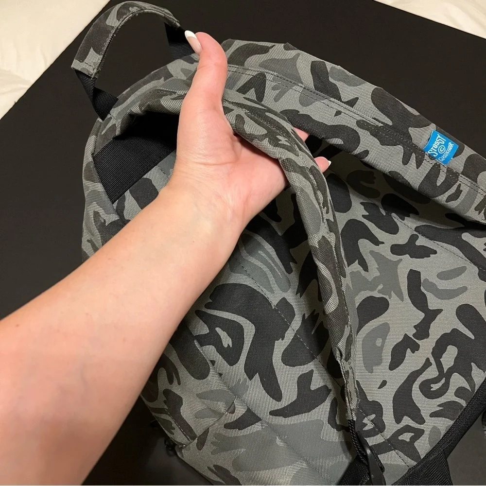 Stussy Camo backpack Original Gear, grey/black 14”x15”x9”